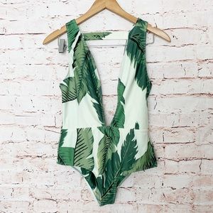 Beach Riot Green Leaf Print One Piece